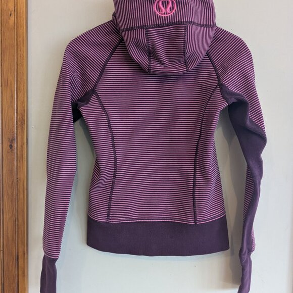 Lululemon Athletica Scuba Hoodie Size 4 Pink/Purple Stripe - Picture 2 of 6